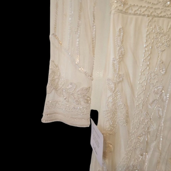 NWT - Lulus Luxe Bridal - White Beaded Long Sleeve Maxi Dress - Size Small - Picture 9 of 15